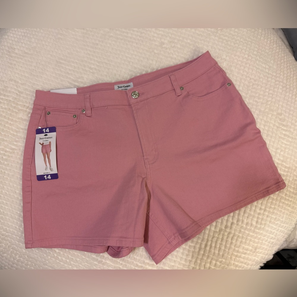 Juicy Couture Pink Denim Jean Shorts 4.5” Inseam Size 14